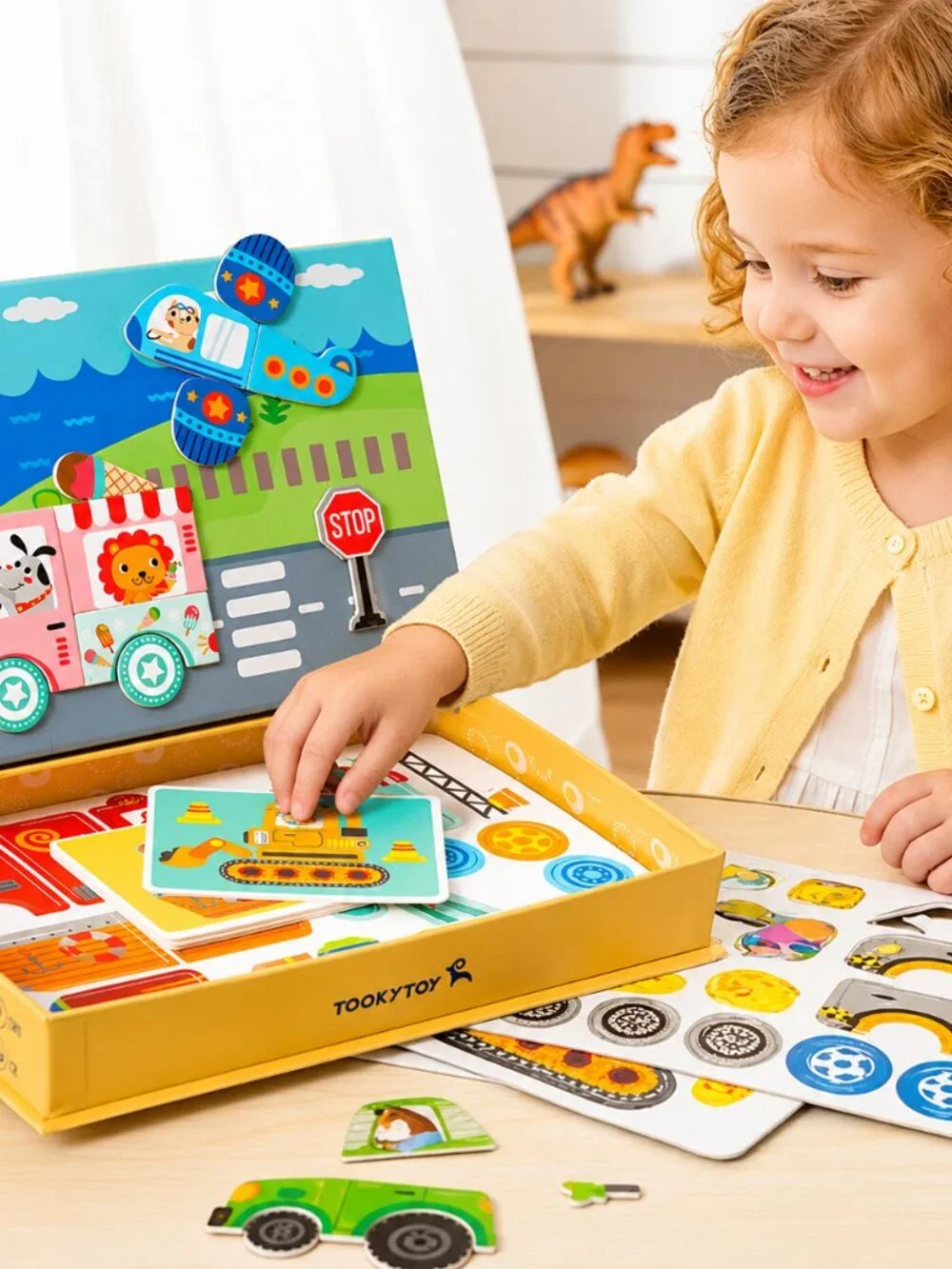 Montessori Magnetic Transportation Matching Toy Cars Trucks Kids Learning Game
